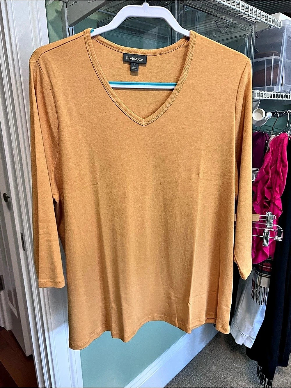 Style&Co. Women's V-Neck 3/4 Sleeve Tunic 1X